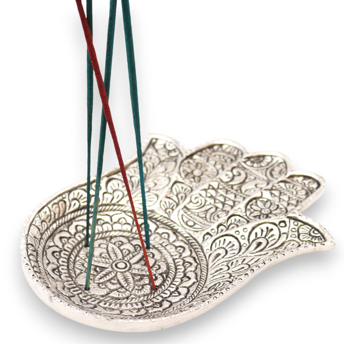 Portaincenso Hamsa Grande in Alluminio Lucidato - 18 x 13 cm