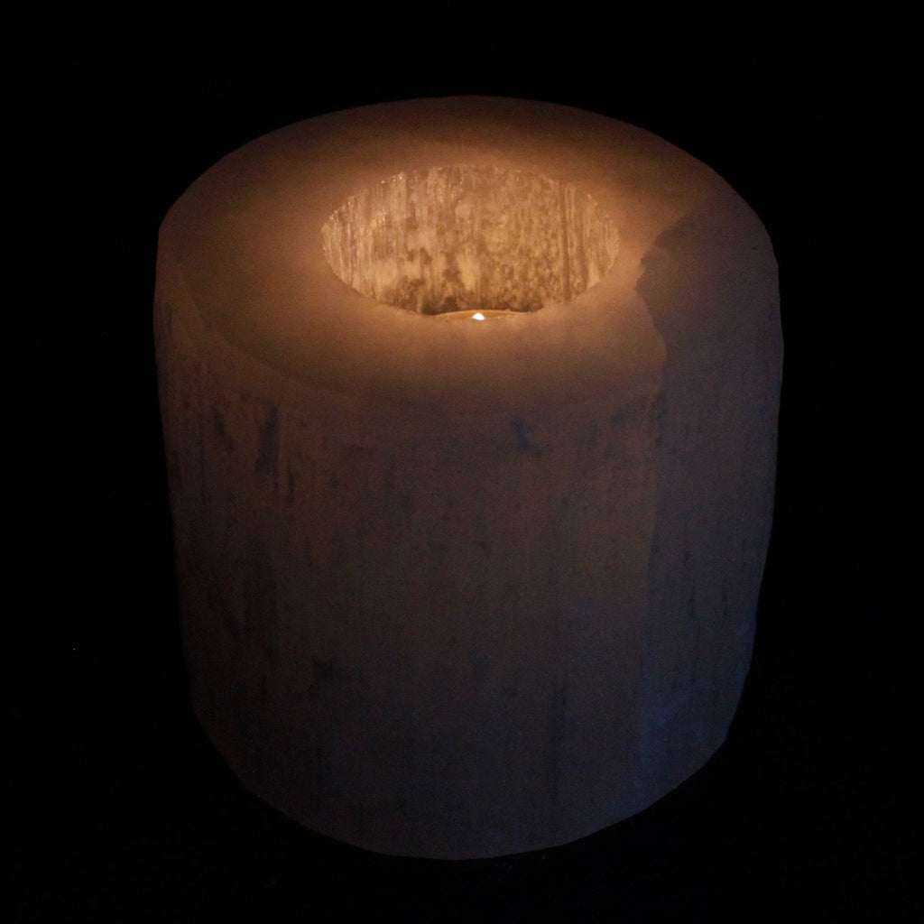 Portacandela Cilindrico in Selenite - 8 cm
