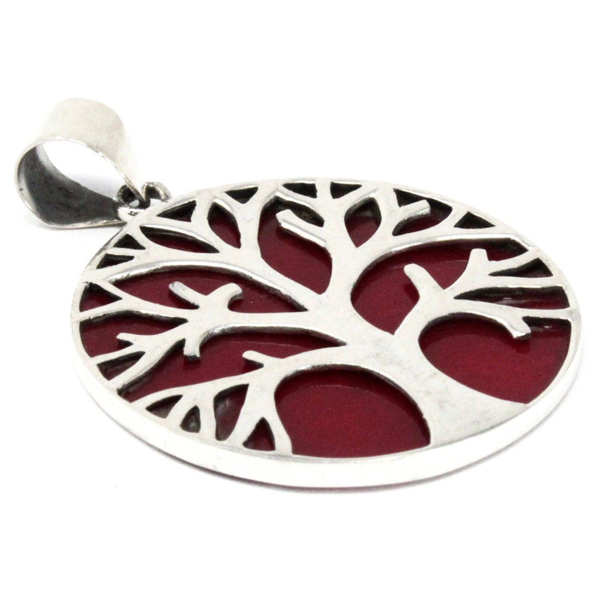 Ciondolo Argento Albero della Vita 30mm - Effetto Corallo