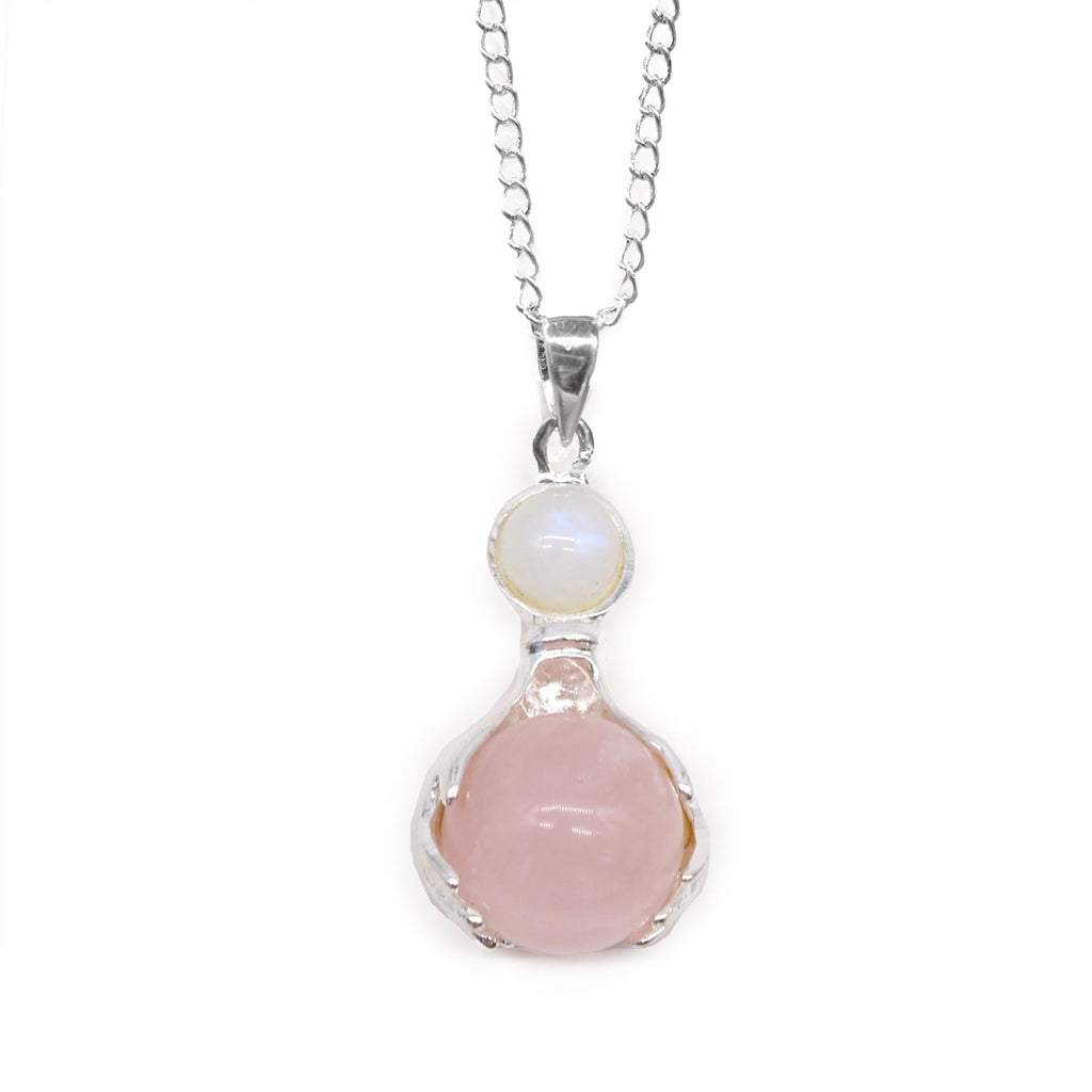 Ciondolo Mani della Guarigione con Gemme - Quarzo Rosa