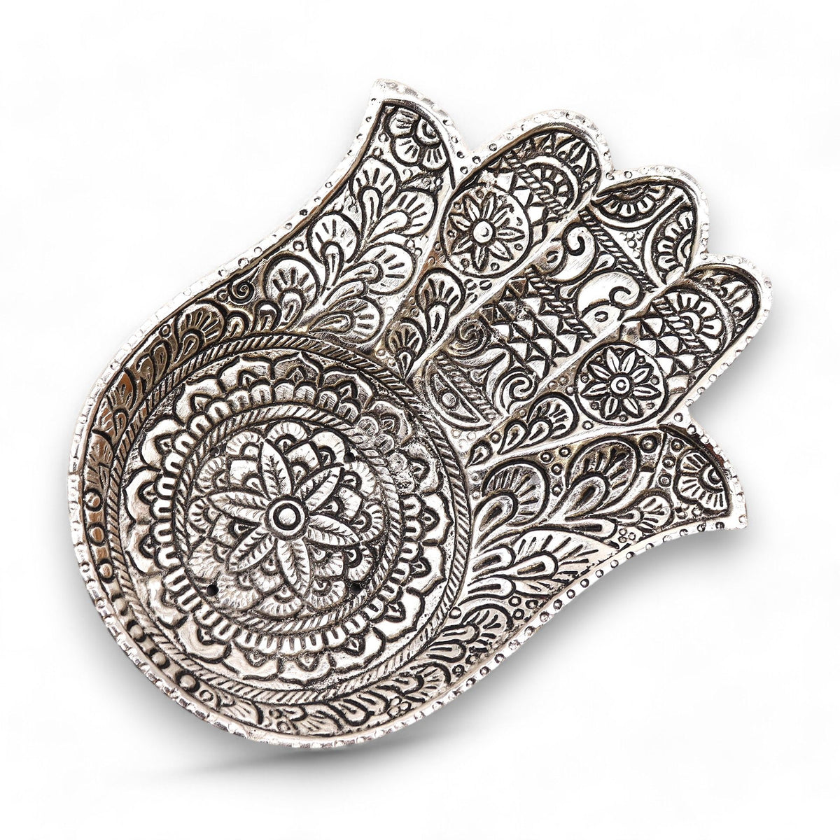 Portaincenso Hamsa Grande in Alluminio Lucidato - 18 x 13 cm