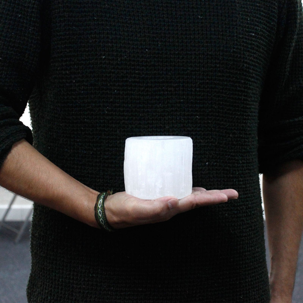 Portacandela Cilindrico in Selenite - 8 cm