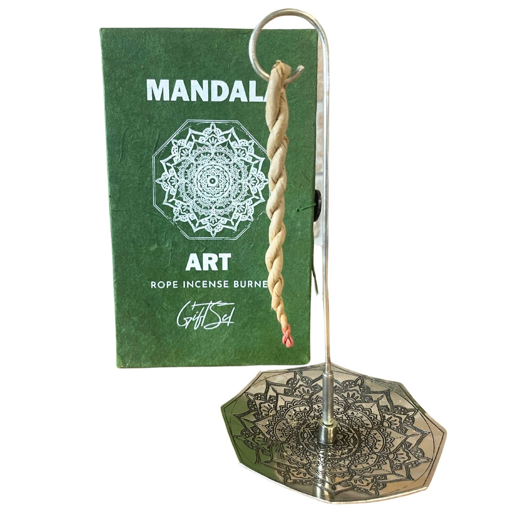 Set Incenso a Corda con Portaincenso Placcato Argento - Fiore Mandala