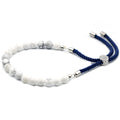 Bracciale con Cordino Navy Placcato Argento 925 - Howlite Bianco