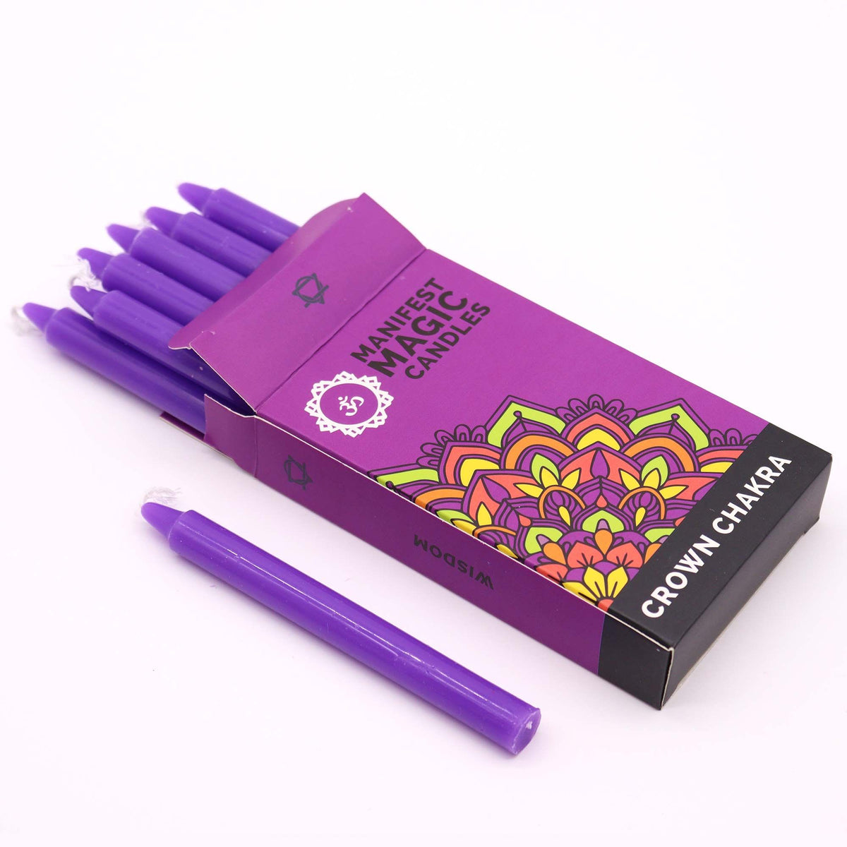 Confezione da 12 candele magiche per la manifestazione - Viola - Chakra della corona