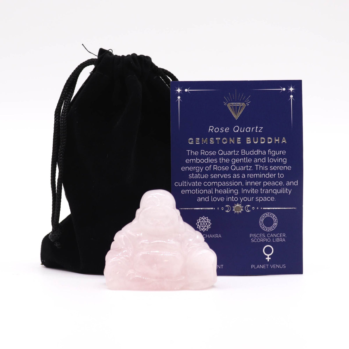 Buddha Grande in Quarzo Rosa - 50 × 40 × 20 mm