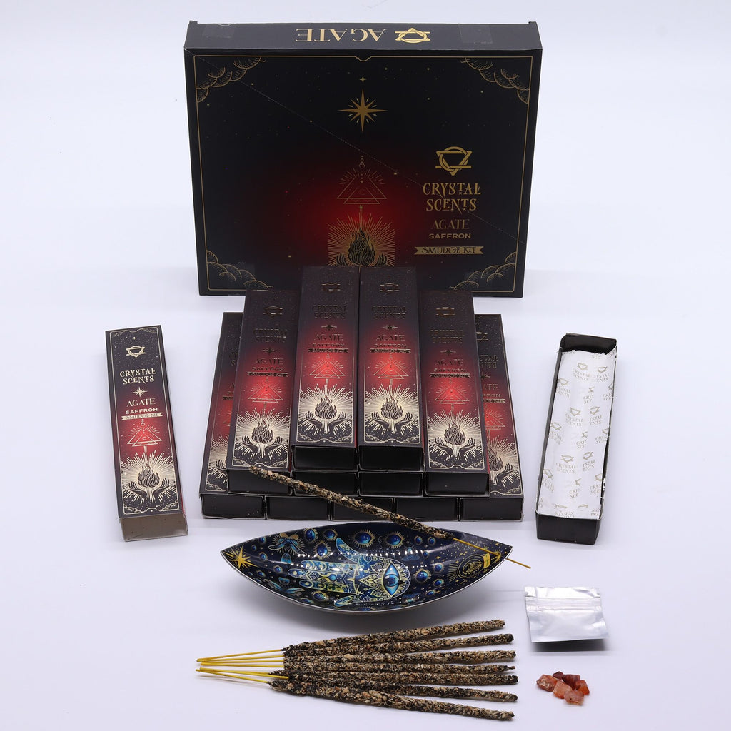Incenso Crystal Scents con Agata Rossa - Zafferano, 10 Bastoncini