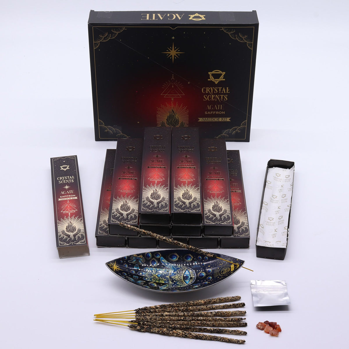 Incenso Crystal Scents con Agata Rossa - Zafferano, 10 Bastoncini