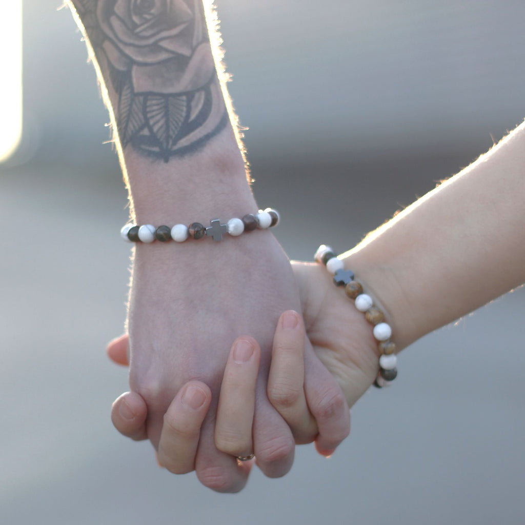 Set di 2 Bracciali dell'Amicizia in Pietre Preziose - Potere - Occhio di Tigre & Pietra Nera