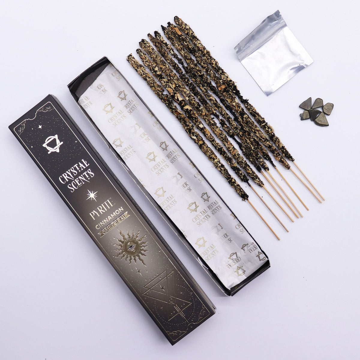 Incenso Crystal Scents con Pirite - Cannella, 10 Bastoncini