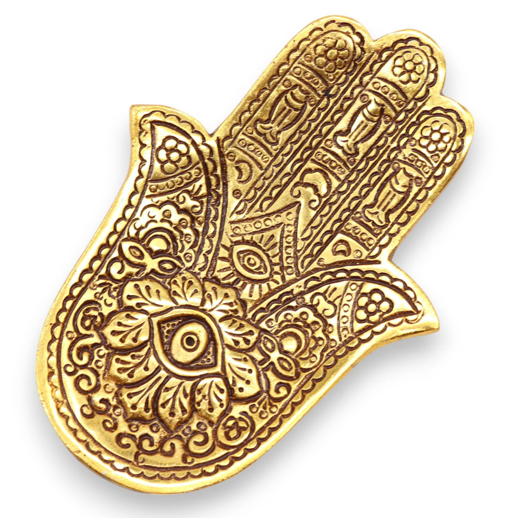 Portaincenso Hamsa Piccolo in Alluminio Dorato - 13 x 5,5 cm