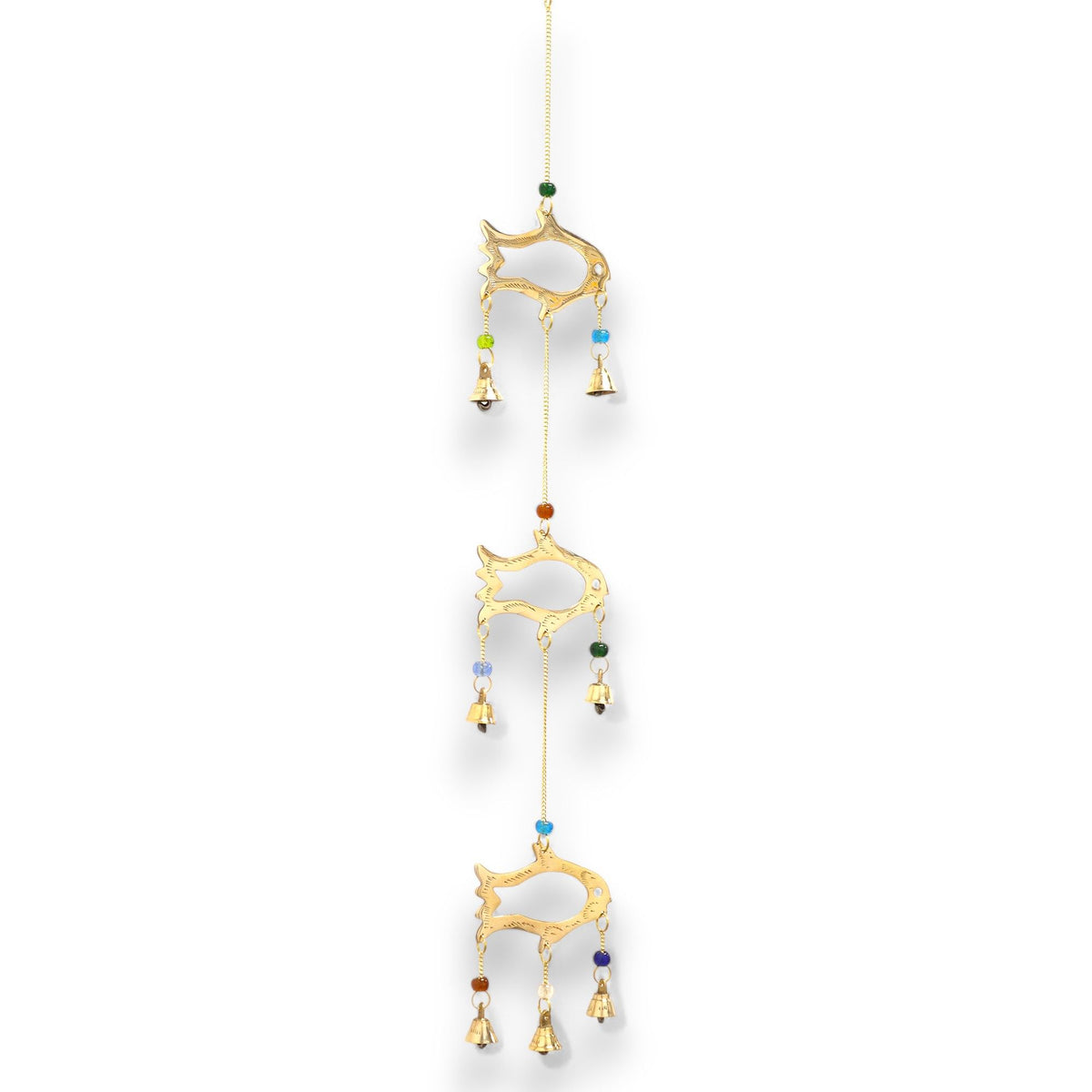 Campanelli Indiani - Pesce con Pendaglio - 7 Campane - 8,5x54cm