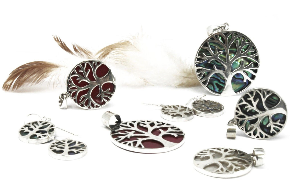 Orecchini Argento Albero della Vita 15mm - Effetto Corallo