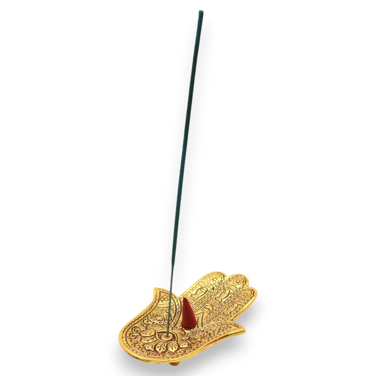 Portaincenso Hamsa Piccolo in Alluminio Dorato - 13 x 5,5 cm