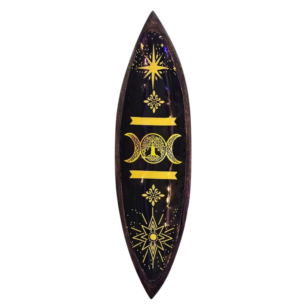 Portaincenso Smaltato in Legno di Mango - Tripla Luna
