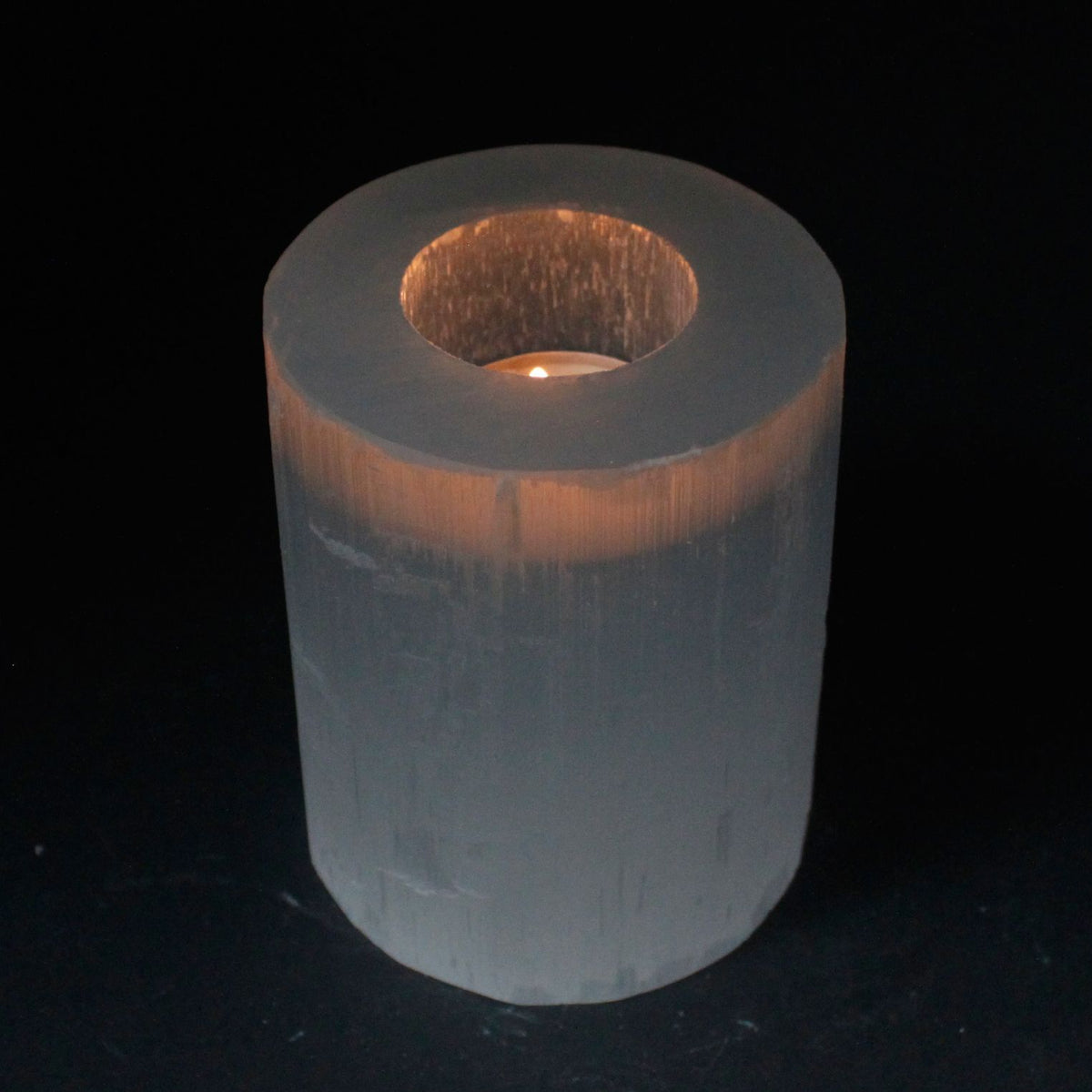 Portacandela Cilindrico in Selenite - 10 cm