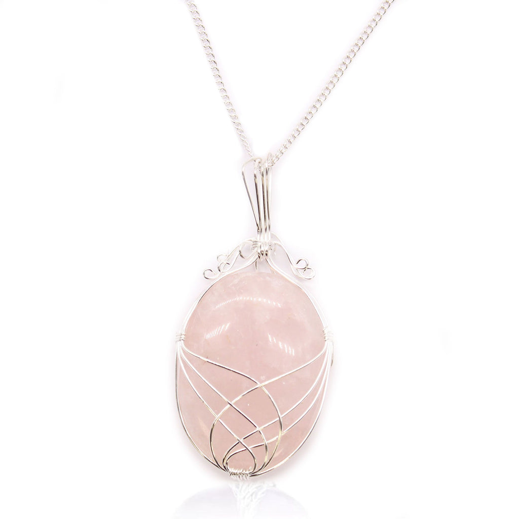 Collana con Pietra Preziosa Avvolta a Spirale - Quarzo Rosa