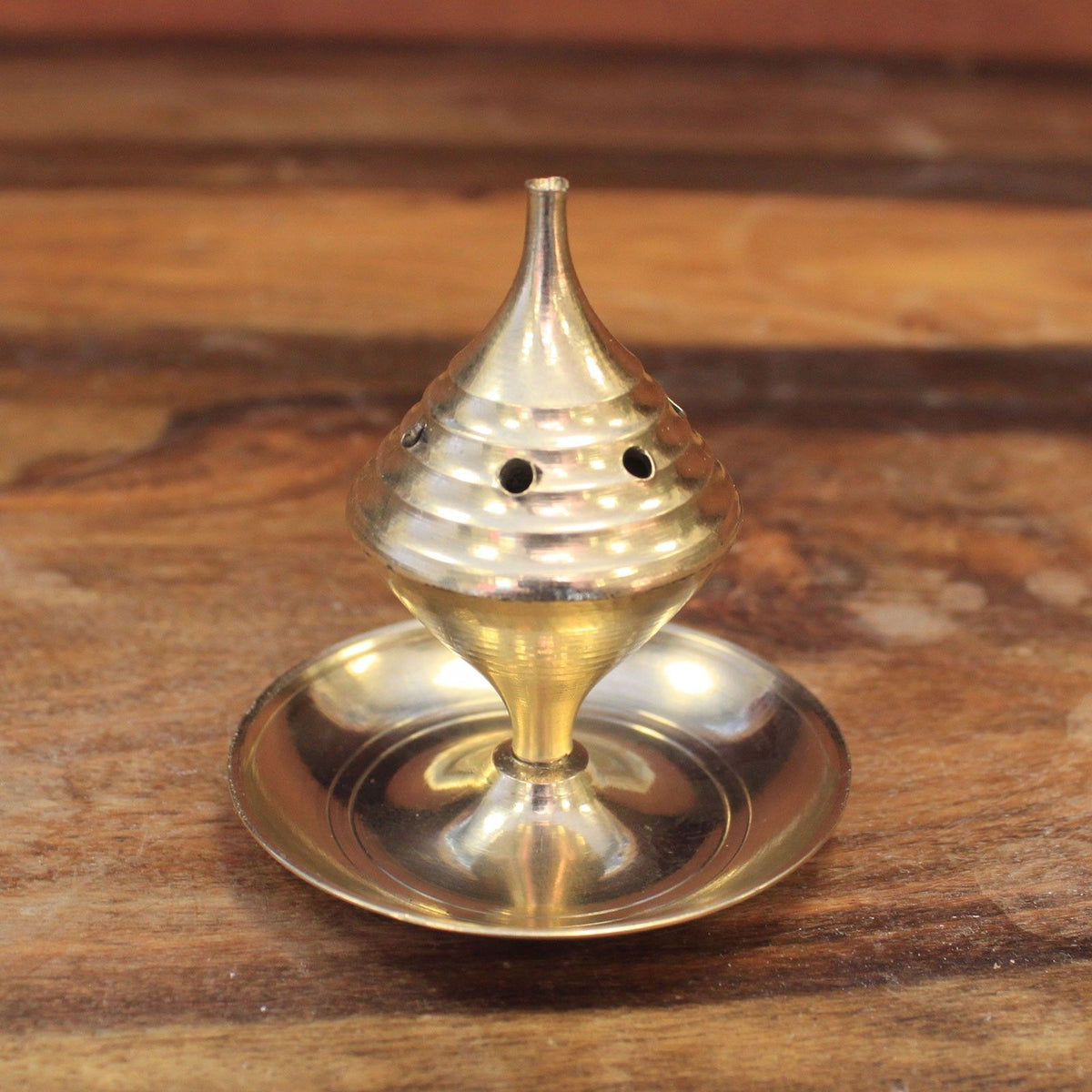 Bruciaincenso Piccolo in Ottone Lucidato con Coperchio