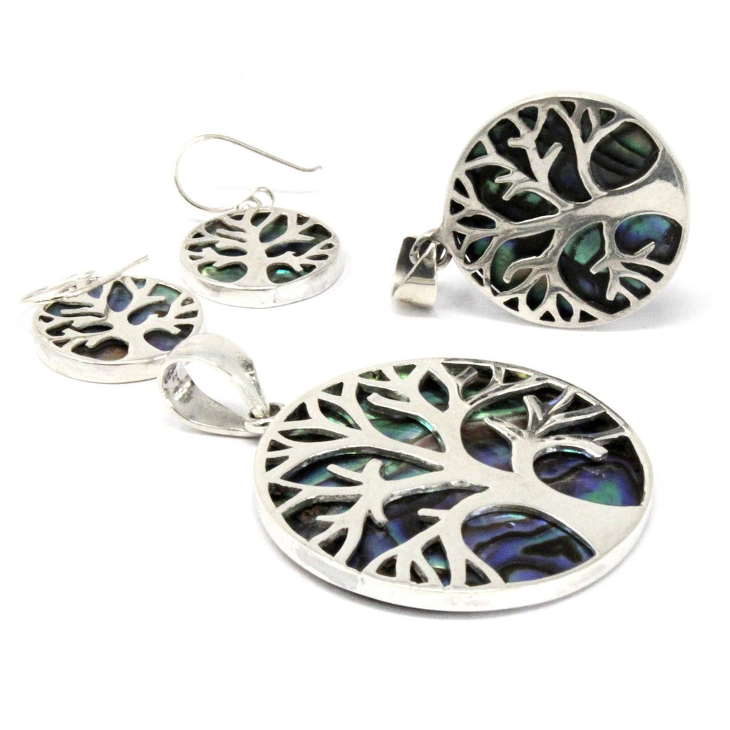 Orecchini Argento Albero della Vita 15mm - Abalone