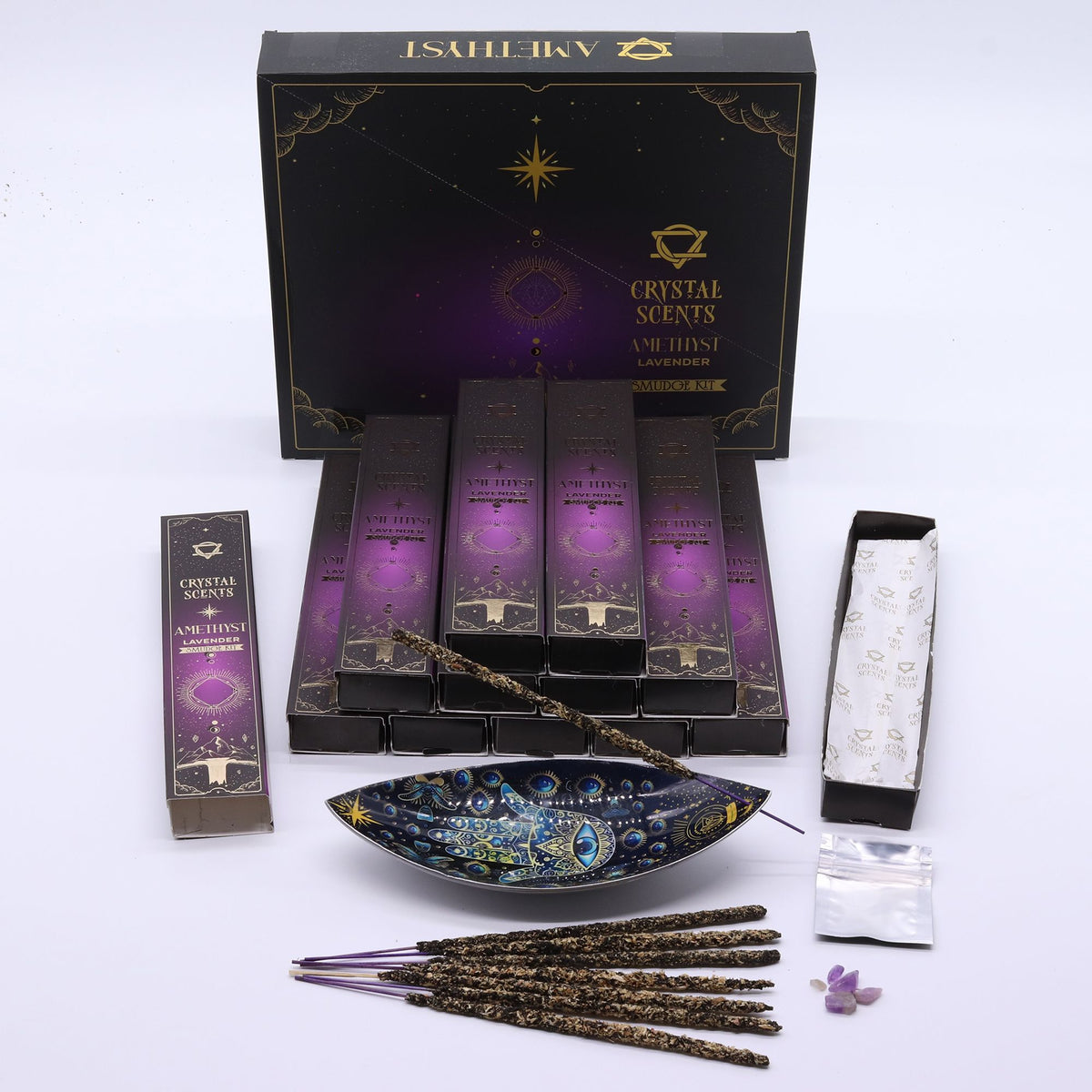 Incenso Smudge Cristalli di Ametista - Lavanda