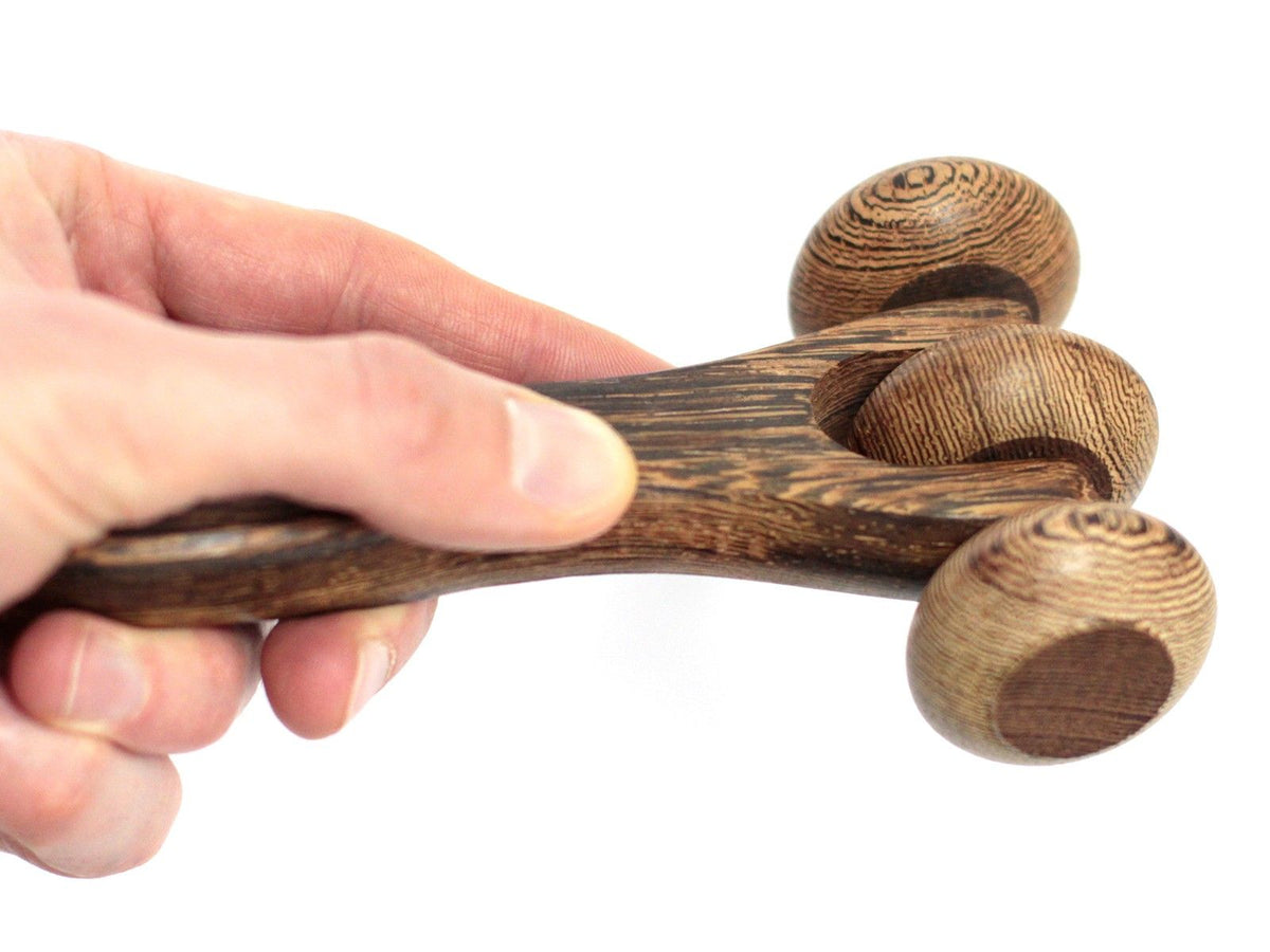Massaggiatore a rullo con tre dischi in legno