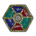 Portaincenso Esagonale in Stile Tibetano per Coni e Bastoncini - 10,5 x 2 cm