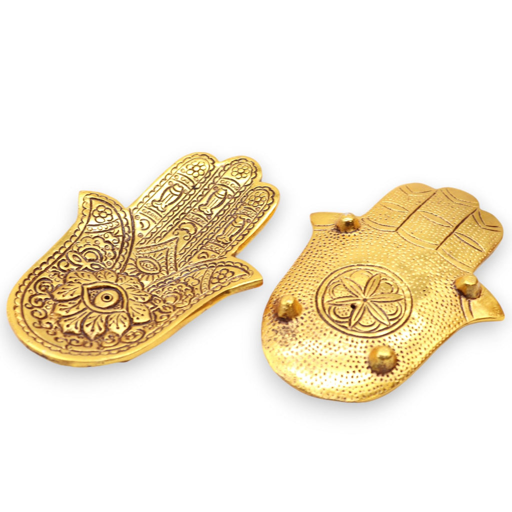 Portaincenso Hamsa Piccolo in Alluminio Dorato - 13 x 5,5 cm