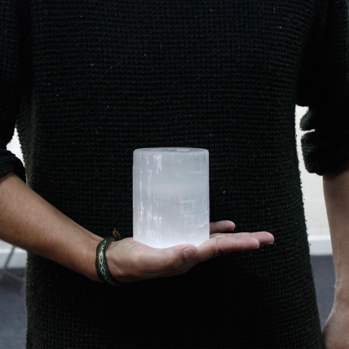 Portacandela Cilindrico in Selenite - 10 cm