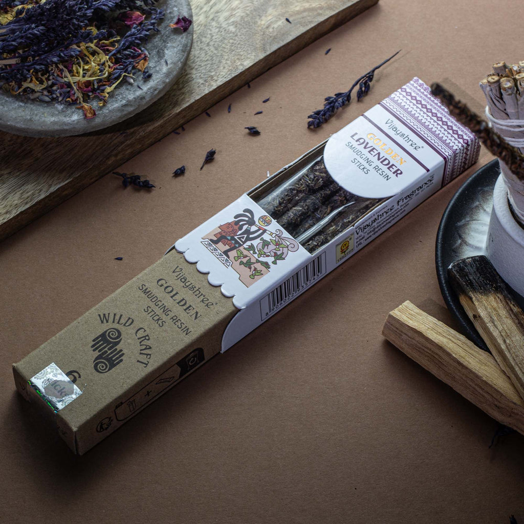 Bastoncini di resina Golden alla lavanda per smudging 30 g