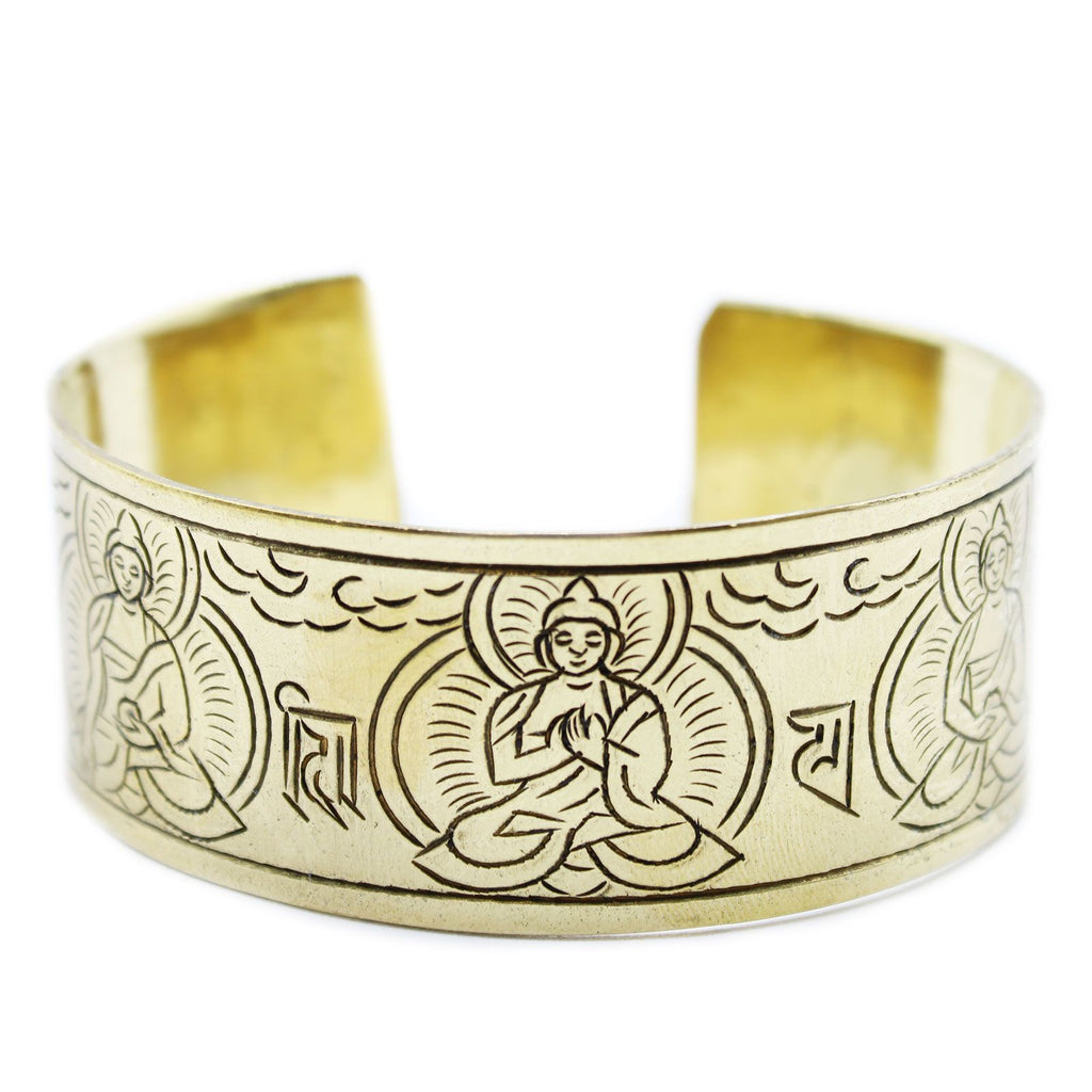 Bracciale Tibetano in Ottone - Cinque Buddha