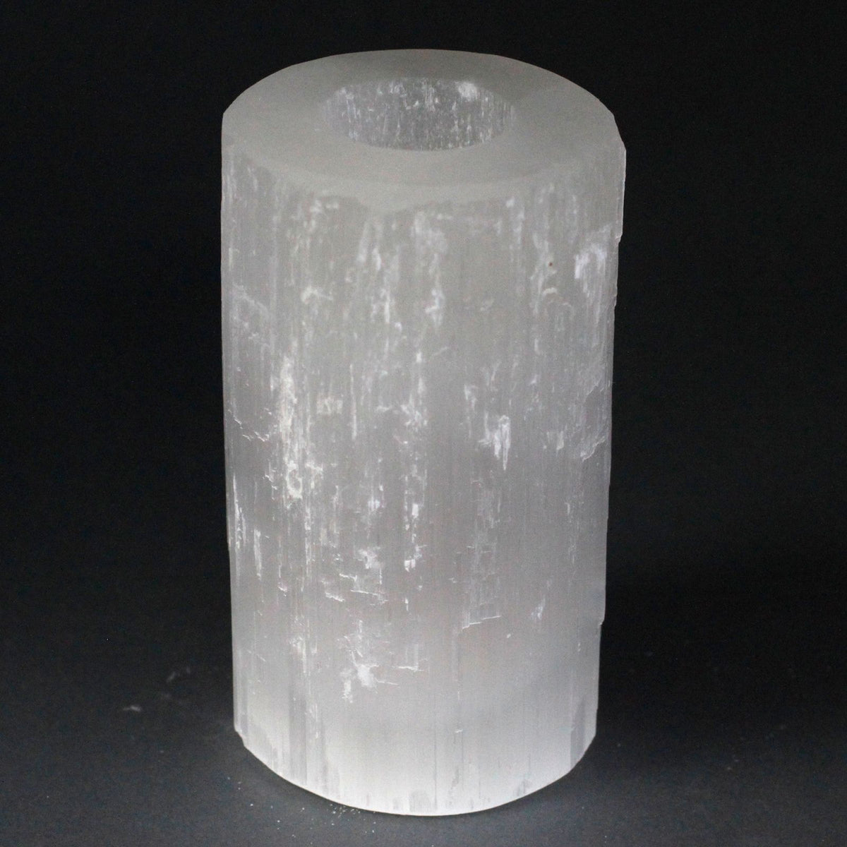 Portacandela Cilindrico in Selenite - 15 cm