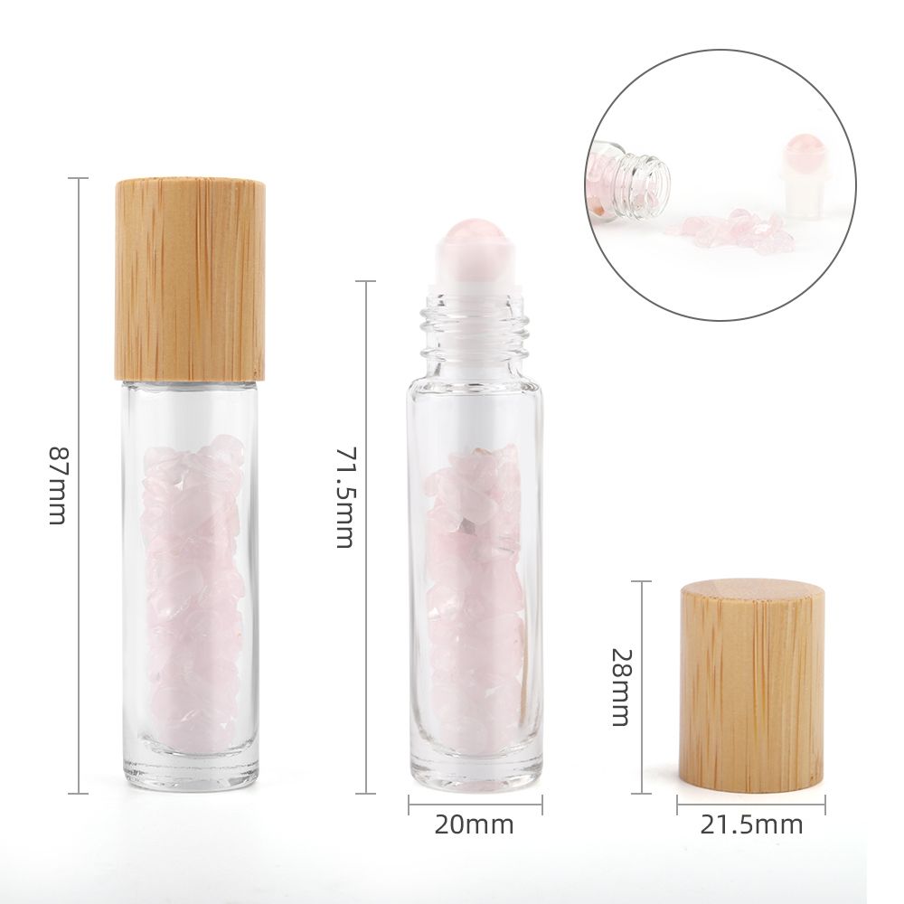 Tappo in Legno e Sfera Roll-on in Quarzo Rosa per Flacone da 5 ml