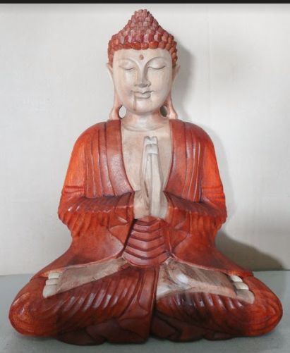 Statua Buddha Scolpita a Mano - 40cm Benvenuto