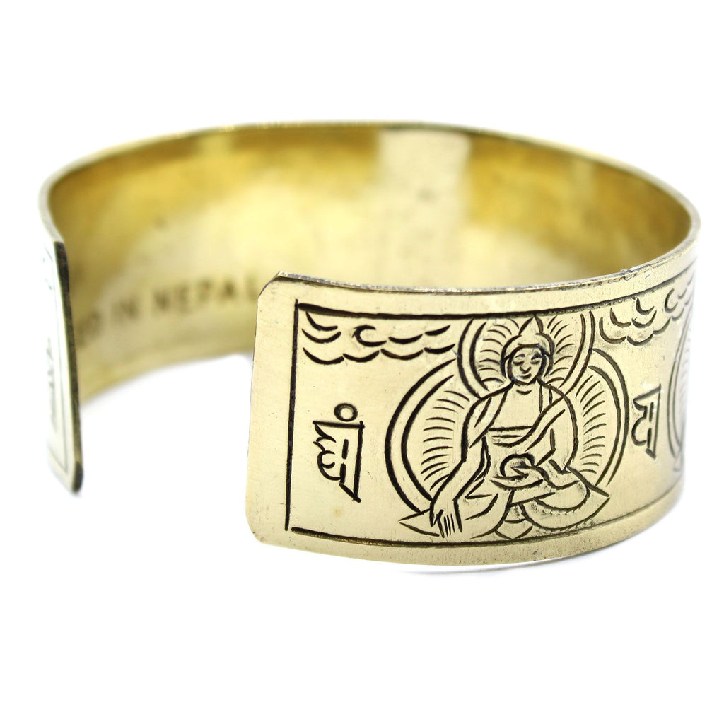 Bracciale Tibetano in Ottone - Cinque Buddha