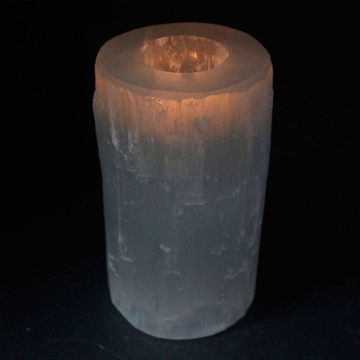 Portacandela Cilindrico in Selenite - 15 cm