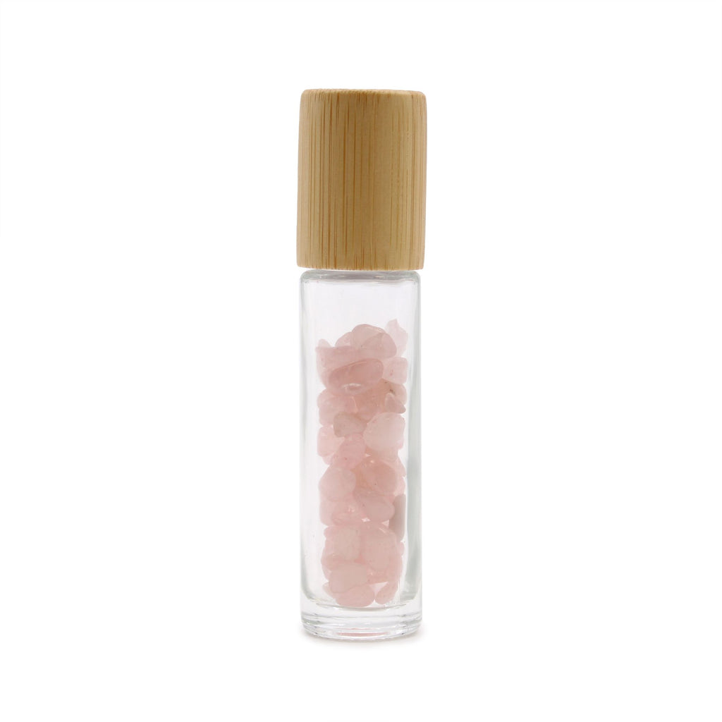 Tappo in Legno e Sfera Roll-on in Quarzo Rosa per Flacone da 5 ml