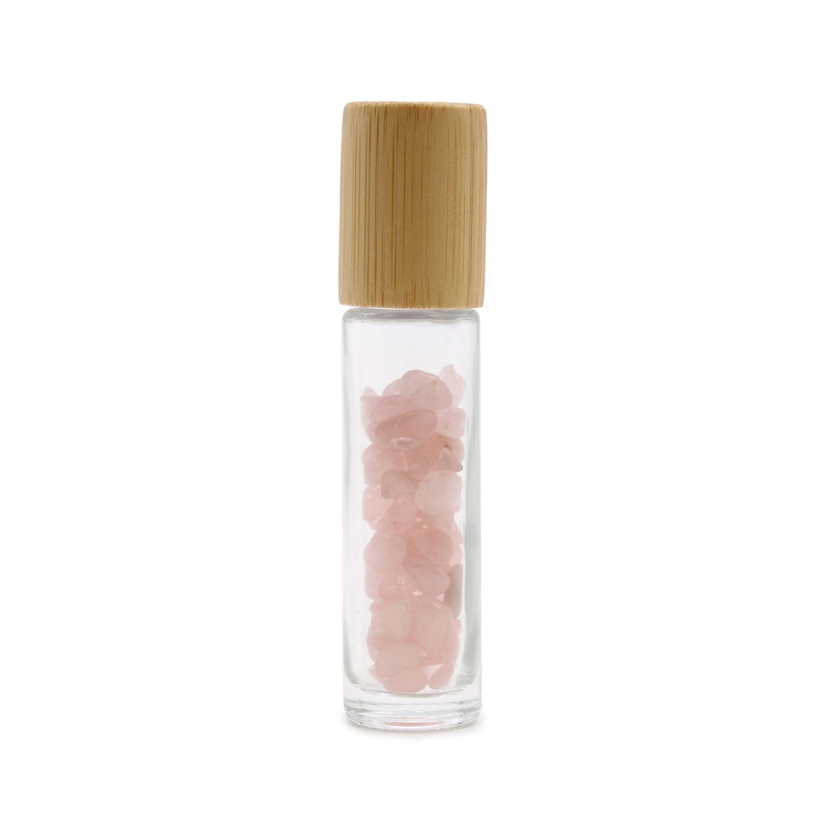 Tappo in Legno e Sfera Roll-on in Quarzo Rosa per Flacone da 5 ml