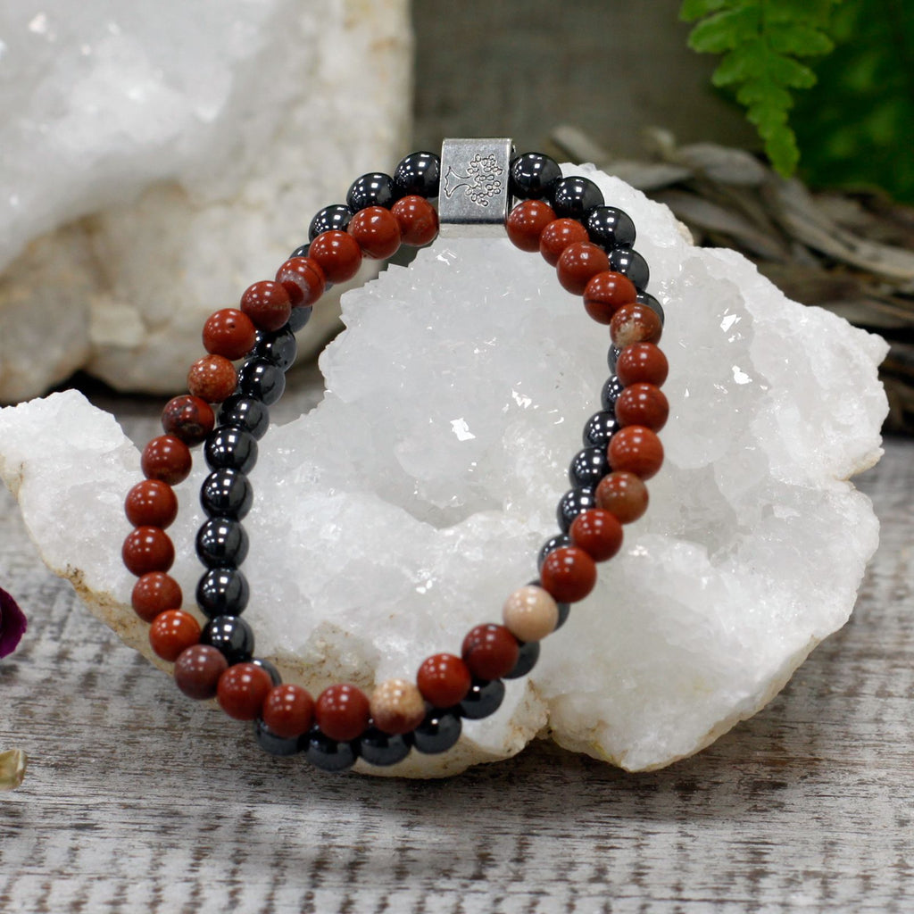 Bracciale Magnetico in Pietra Preziosa - Pietra Rossa