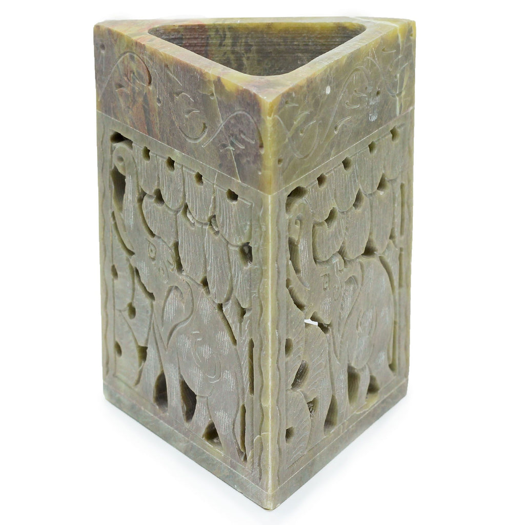 Bruciaessenze Triangolare in Pietra Saponaria - Elefante, 11 x 9 cm