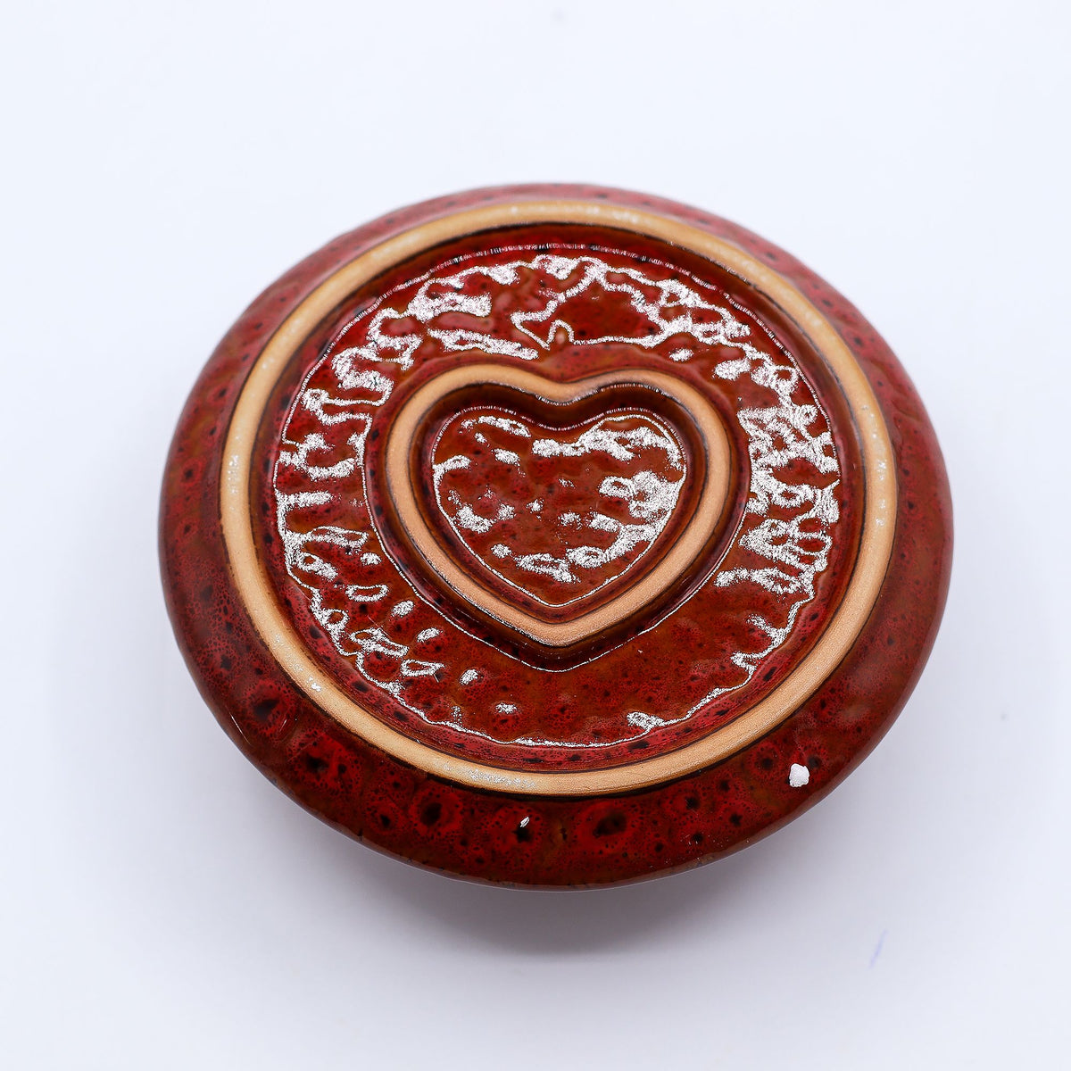 Porta Palo Santo smudge e stick- Mandala Rosso con Cuore Lucido