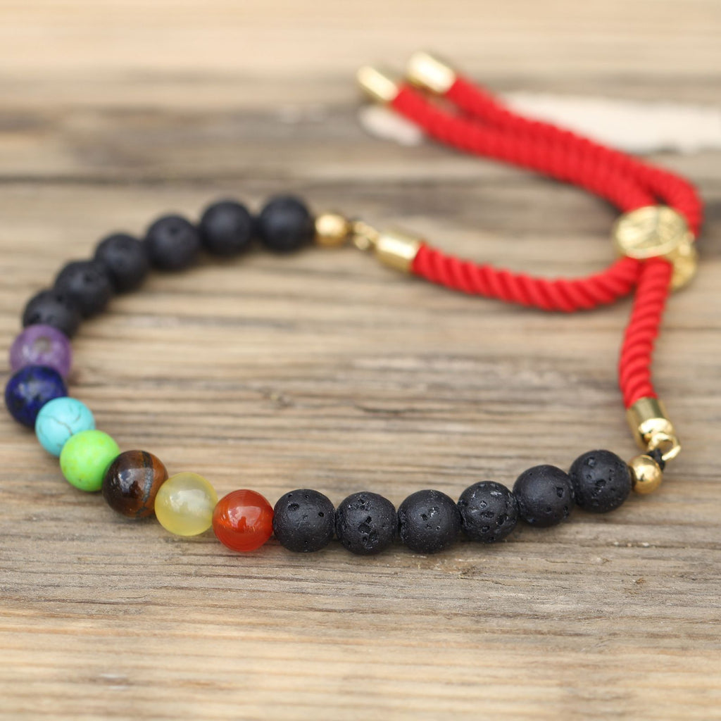 Bracciale con Cordino Royal Placcato Oro 18K - Pietra Lavica Chakra