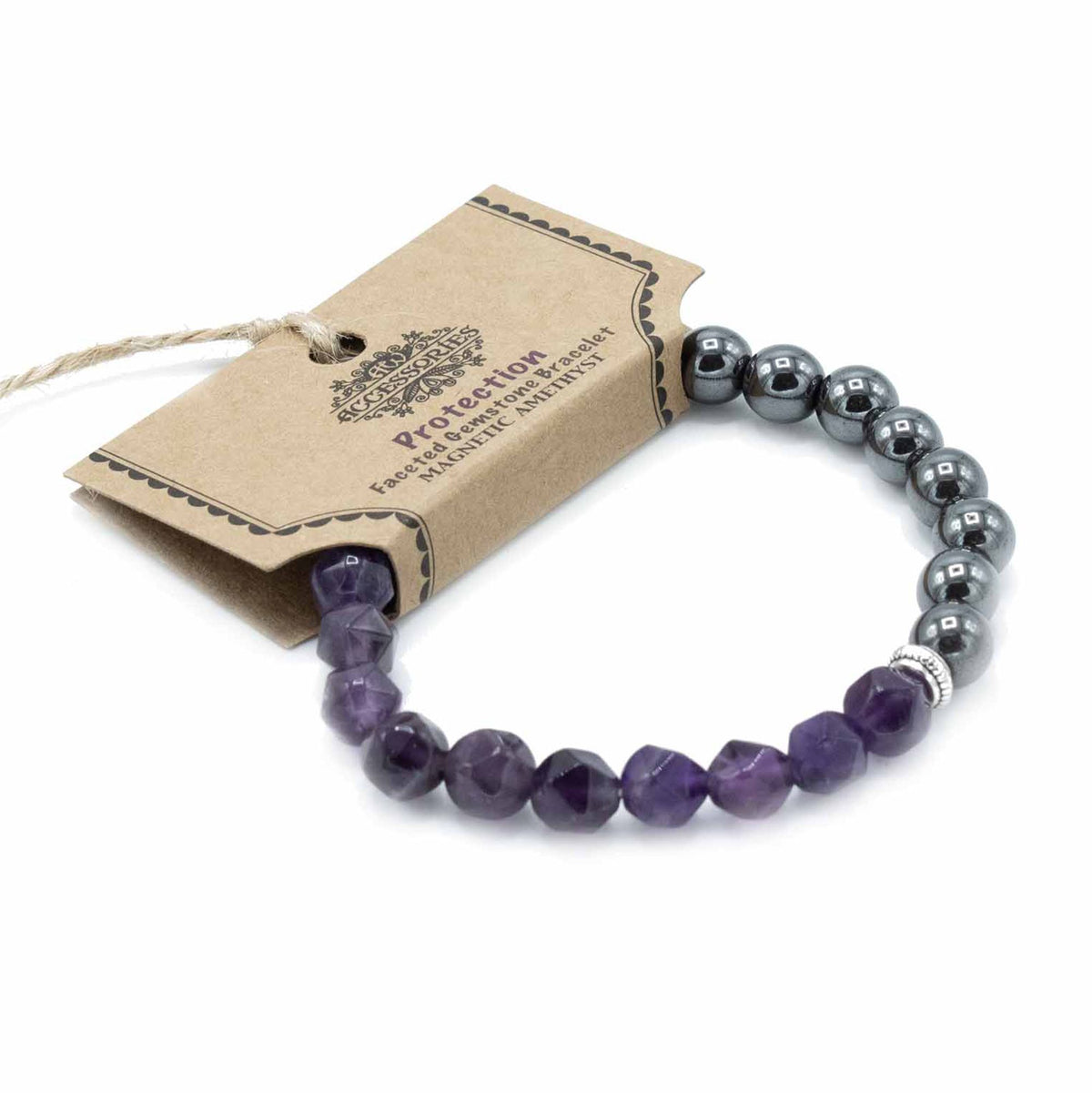 Bracciale Magnetico in Pietra Dura Sfaccettata - Ametista