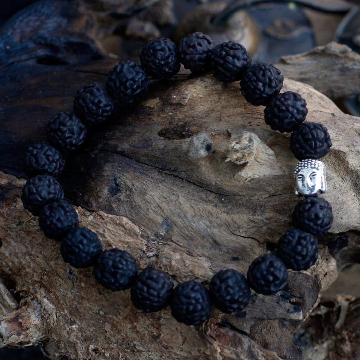 Mala Bracciale Buddha Rudraksha - Scuro