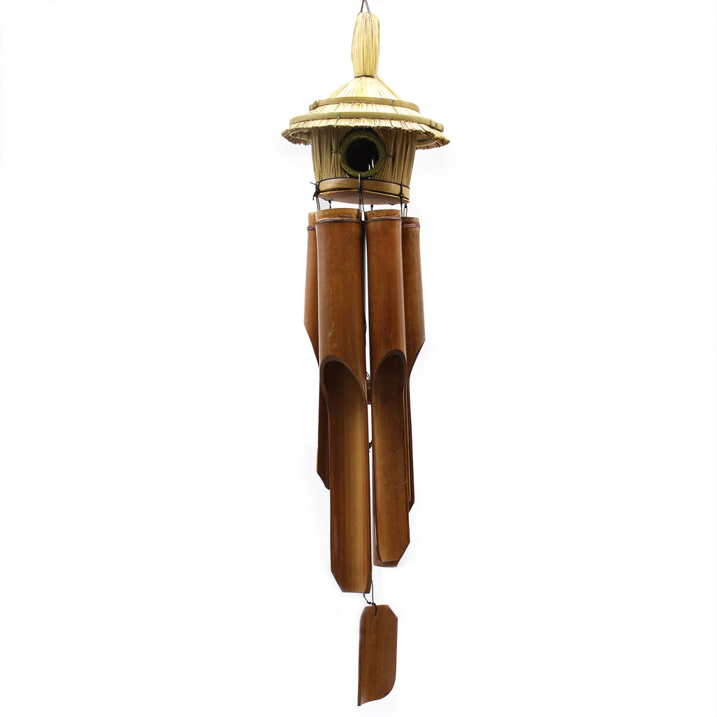 Casetta per Uccelli Rotonda Grande in Erba Marina con Campanelli - 56x20cm