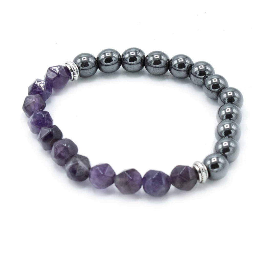 Bracciale Magnetico in Pietra Dura Sfaccettata - Ametista