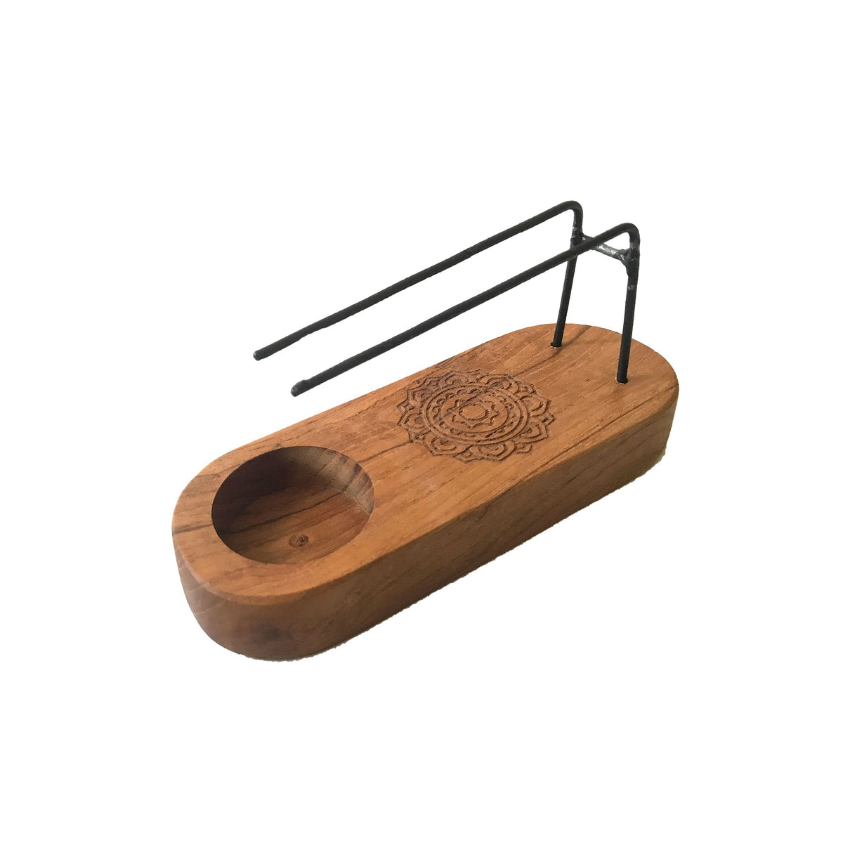 Piccolo Bruciatore per Palo Santo in Legno di Teak - Design Mandala