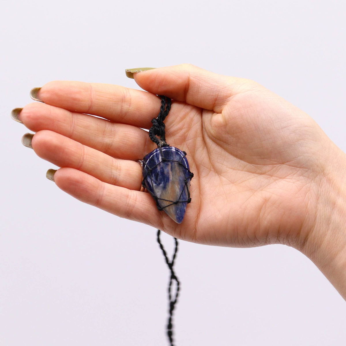 Ciondolo a Goccia in Pietra Preziosa con Laccio - Sodalite