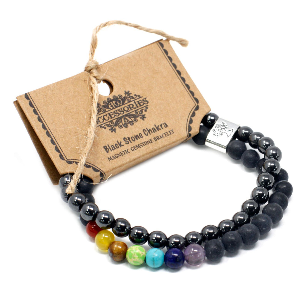Bracciale Magnetico in Pietra Preziosa - Pietra Nera Chakra