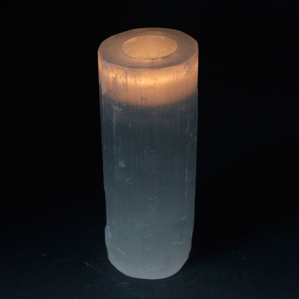 Portacandela Cilindrico in Selenite - 20 cm