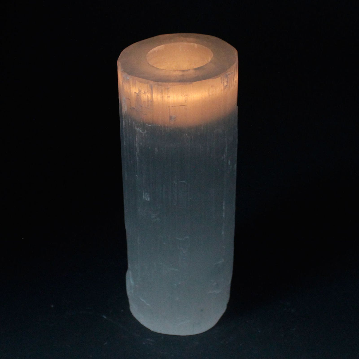 Portacandela Cilindrico in Selenite - 20 cm